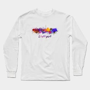 Stuttgart skyline in watercolor Long Sleeve T-Shirt